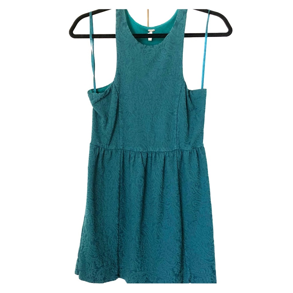 Free people green dress with floral patterns